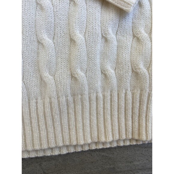 Ralph Lauren Black Label Women’s L Cashmere Ivory Turtleneck Cable Knit Sweater - Picture 7 of 16